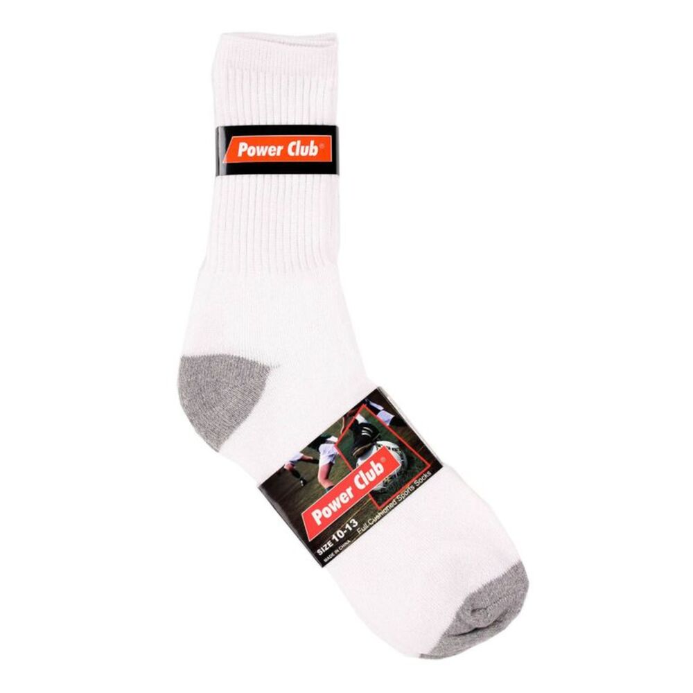 NWT POWER CLUB 4 Pack White Cushioned Ribbed Athletic Crew Socks 10-13